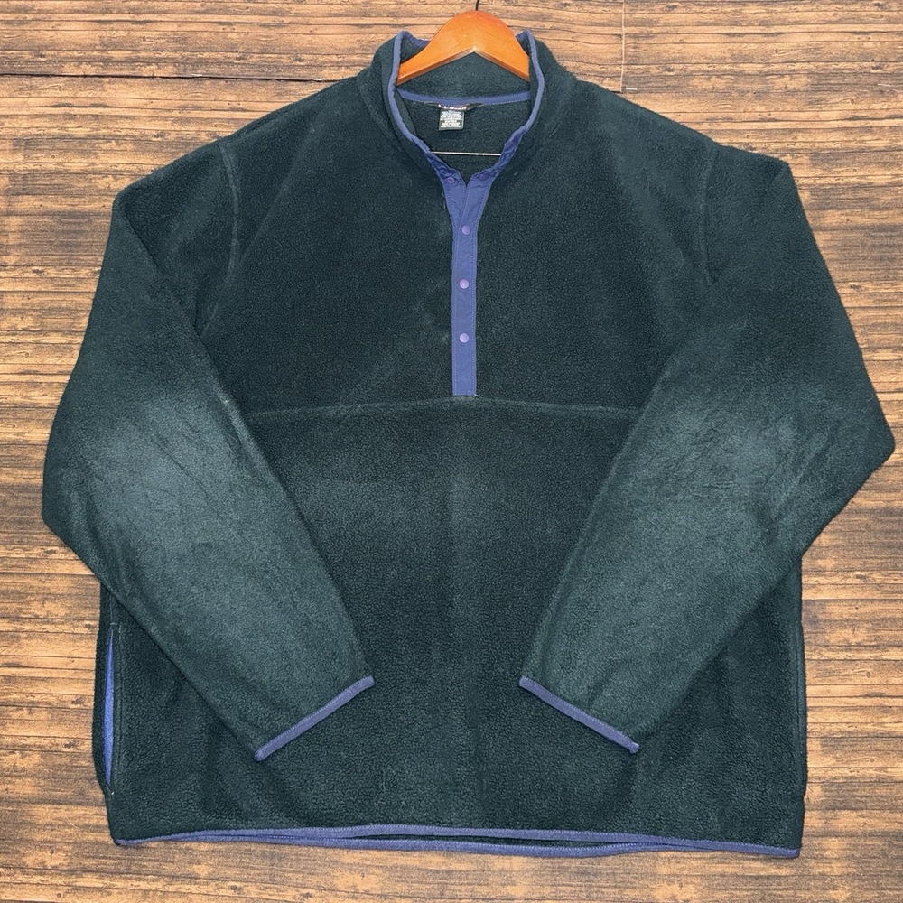 Vintage 90s L.L. Bean Snap-T Synchilla Fleece Pullover Jacket Mens 2X Tall Green
